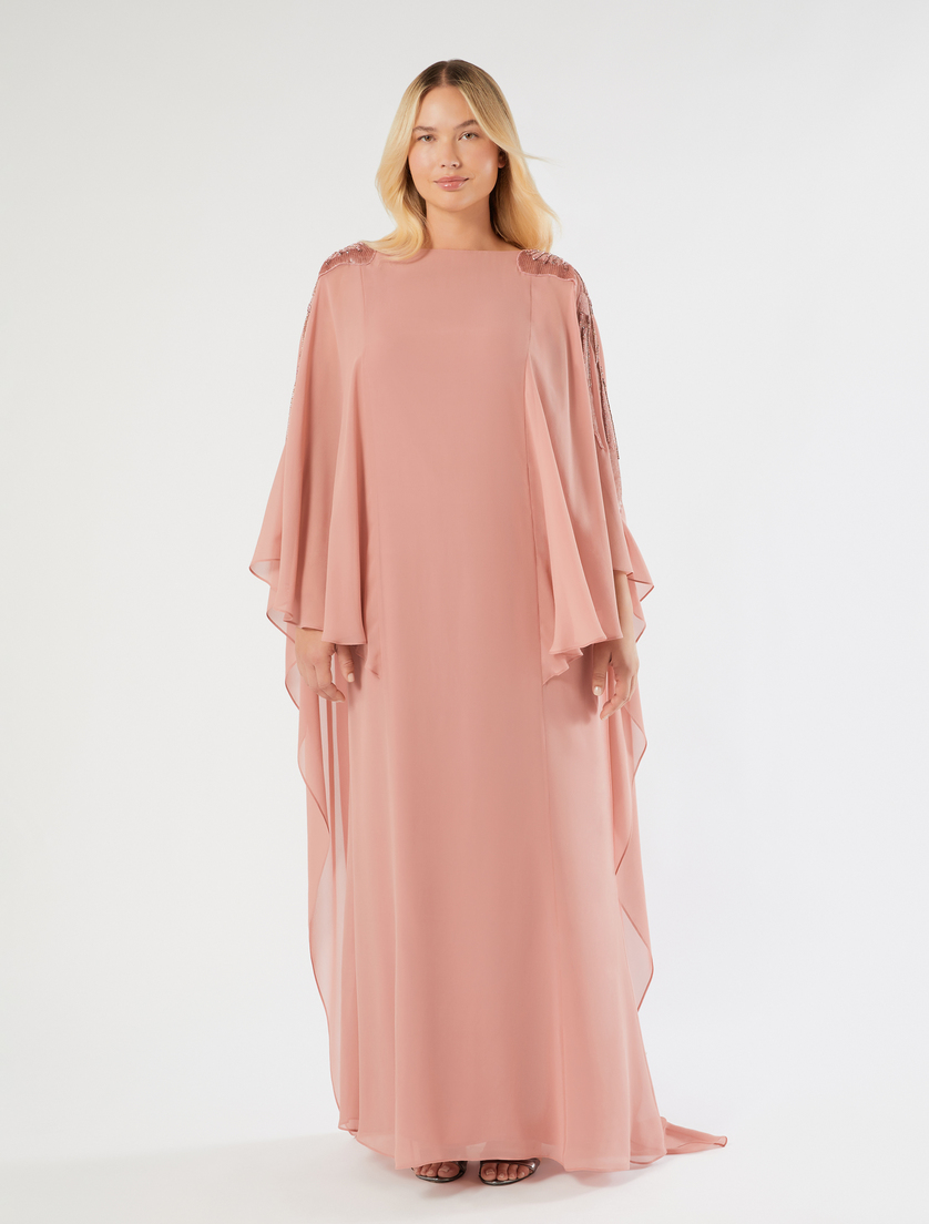 Embroidered silk georgette dress - ANTIQUE ROSE - Marina Rinaldi - 3