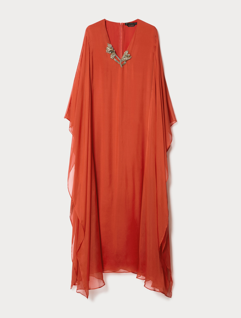 Silk chiffon kaftan dress - RUST - Marina Rinaldi