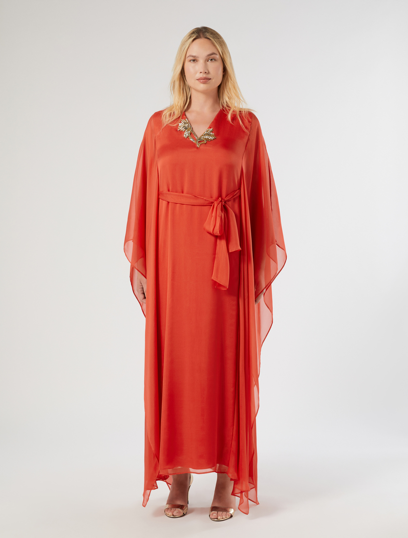 Silk chiffon kaftan dress - RUST - Marina Rinaldi - 3