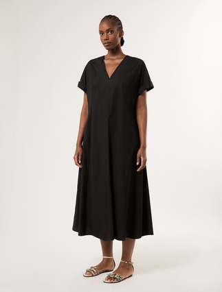 Cotton poplin dress - BLACK - Marina Rinaldi - 3