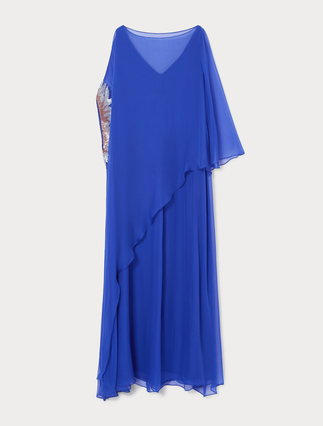 Pure silk chiffon dress - CORNFLOWER BLUE