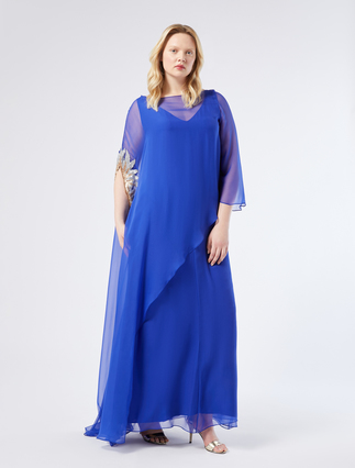 Pure silk chiffon dress - CORNFLOWER BLUE