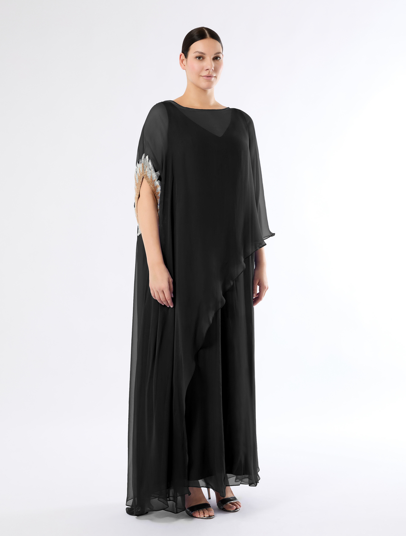 Pure silk chiffon dress - BLACK - Marina Rinaldi - 3