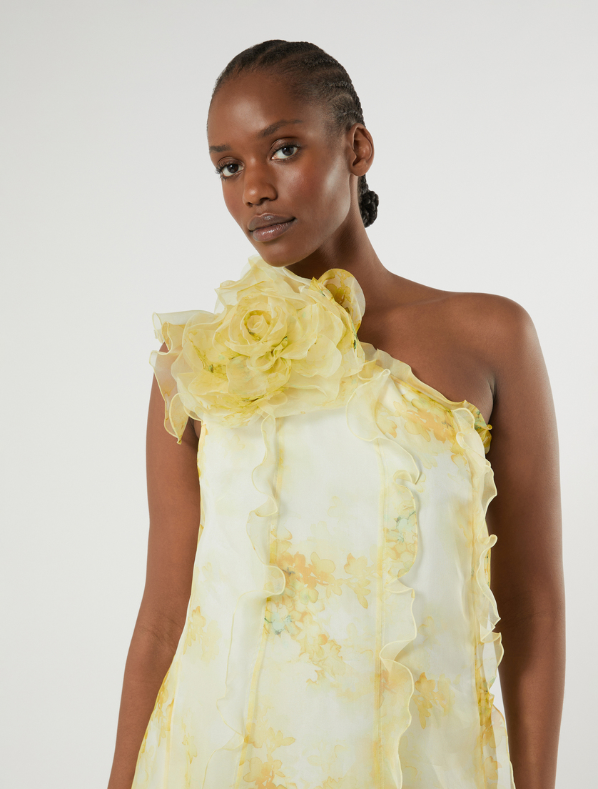 Silk organza dress - LIGHT YELLOW - Marina Rinaldi - 5