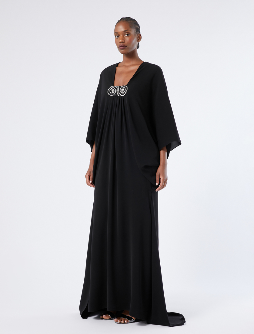 Abito in cady crêpe con ricamo - NERO - Marina Rinaldi - 3