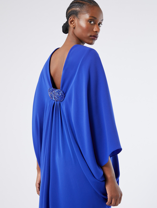 Besticktes Kleid aus Krepp-Cady - LICHTBLAU - Marina Rinaldi - 5