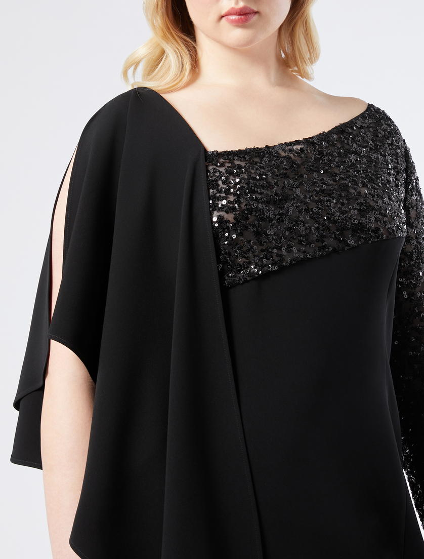 Crêpe cady dress with sequins - BLACK - Marina Rinaldi - 5