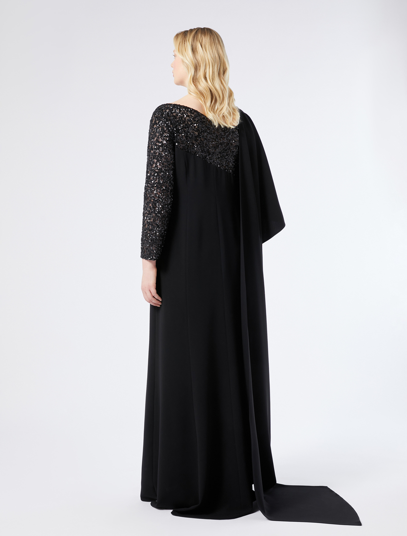 Crêpe cady dress with sequins - BLACK - Marina Rinaldi - 4
