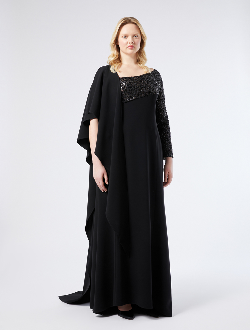 Crêpe cady dress with sequins - BLACK - Marina Rinaldi - 3