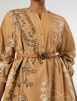 Printed poplin dress - CAMEL - Marina Rinaldi - 5