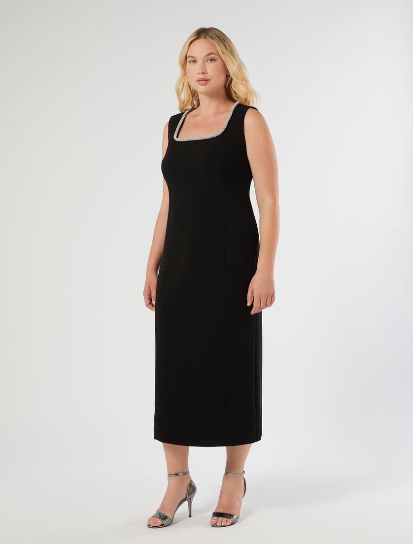 Kaftan-Kleid aus Cady mit Stickerei - SCHWARZ - Marina Rinaldi - 3
