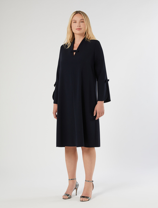 Bow-detail cady dress - MIDNIGHTBLUE - Marina Rinaldi - 3