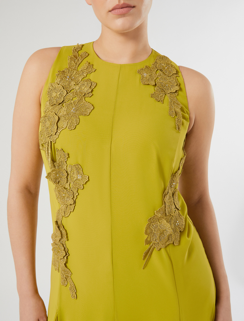 Kleid aus Cady mit Makramee und Strass - OLIVENGRUEN - Marina Rinaldi - 5