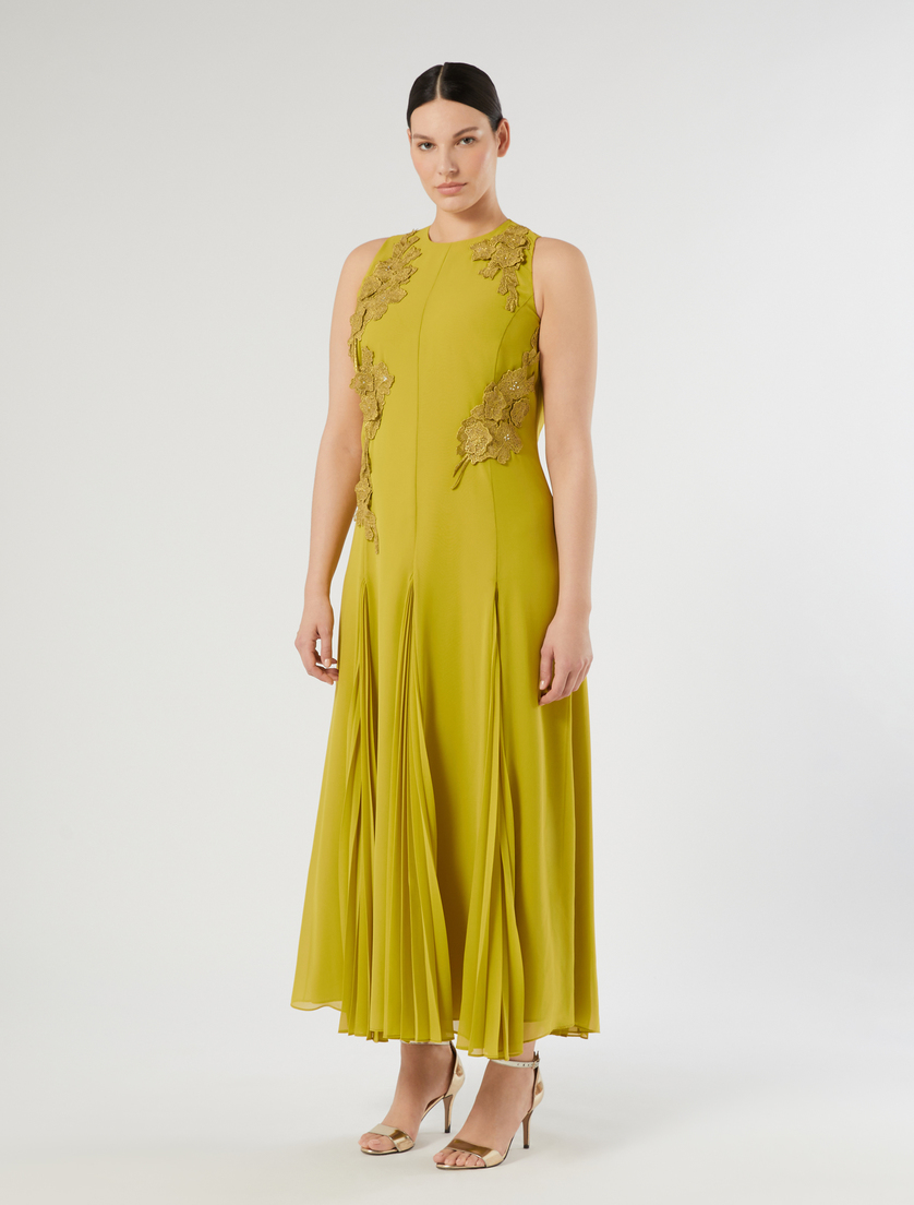 Kleid aus Cady mit Makramee und Strass - OLIVENGRUEN - Marina Rinaldi - 3