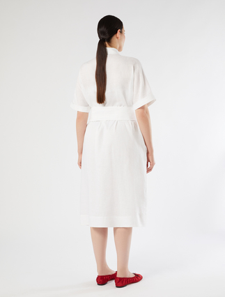 Linen shirt dress - OPTICAL WHITE - Marina Rinaldi - 4