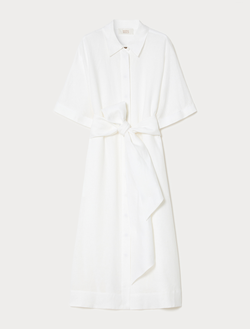 Linen shirt dress - OPTICAL WHITE - Marina Rinaldi