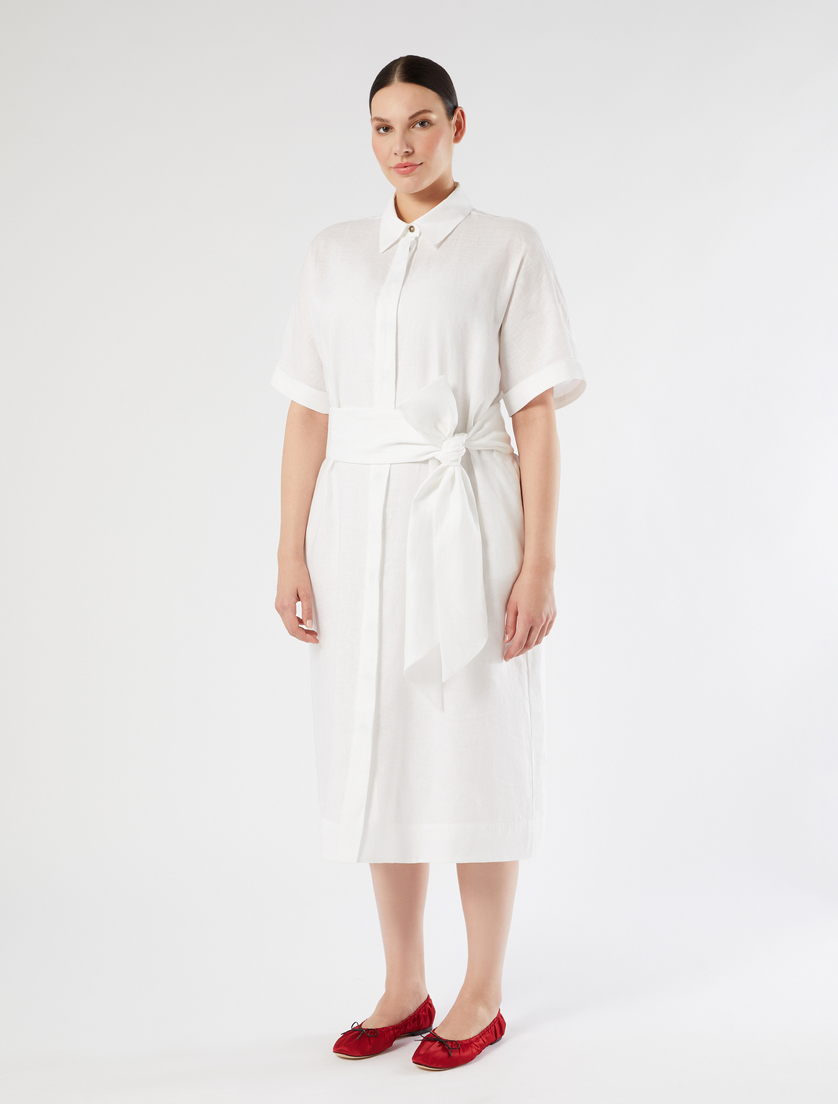 Linen shirt dress - OPTICAL WHITE - Marina Rinaldi - 3
