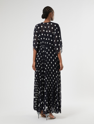 Long polka dot-patterned georgette dress - ULTRAMARINE - Marina Rinaldi - 4