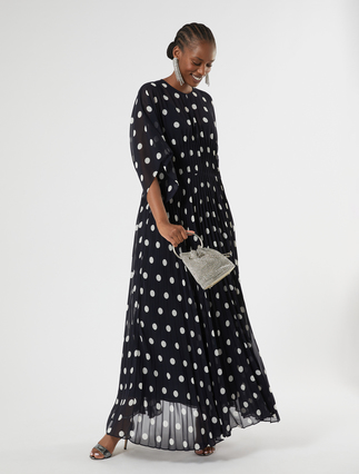 Abito lungo in georgette a pois - Marina Rinaldi