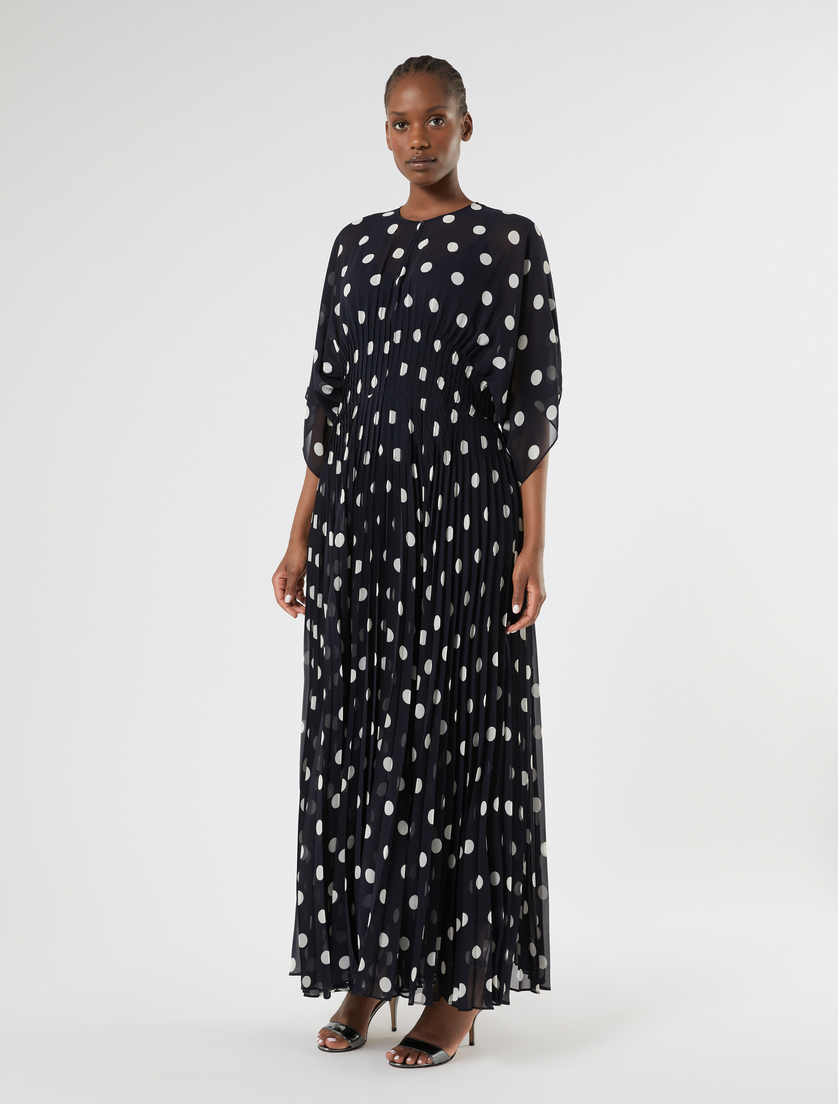 Abito lungo in georgette a pois - BLU MARINO - Marina Rinaldi - 3