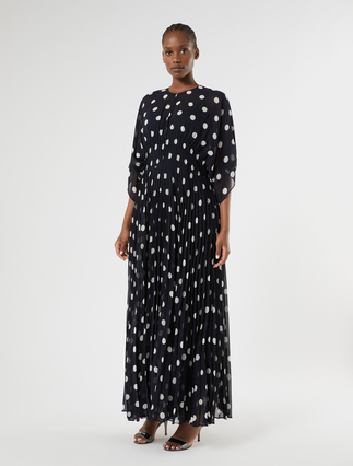 Long polka dot-patterned georgette dress - ULTRAMARINE - Marina Rinaldi - 3