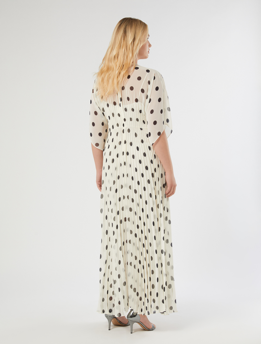 Abito lungo in georgette a pois - BIANCO AVORIO - Marina Rinaldi - 4