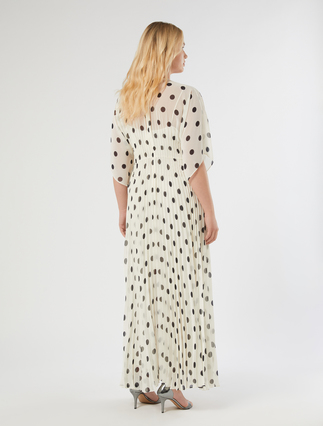 Long polka dot-patterned georgette dress - IVORY - Marina Rinaldi - 4