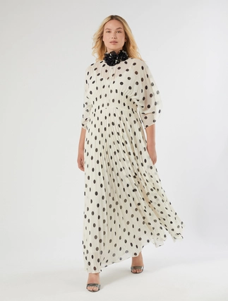 Long polka dot-patterned georgette dress - Marina Rinaldi