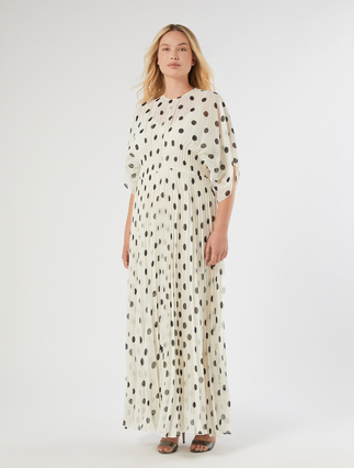 Long polka dot-patterned georgette dress - IVORY - Marina Rinaldi - 3