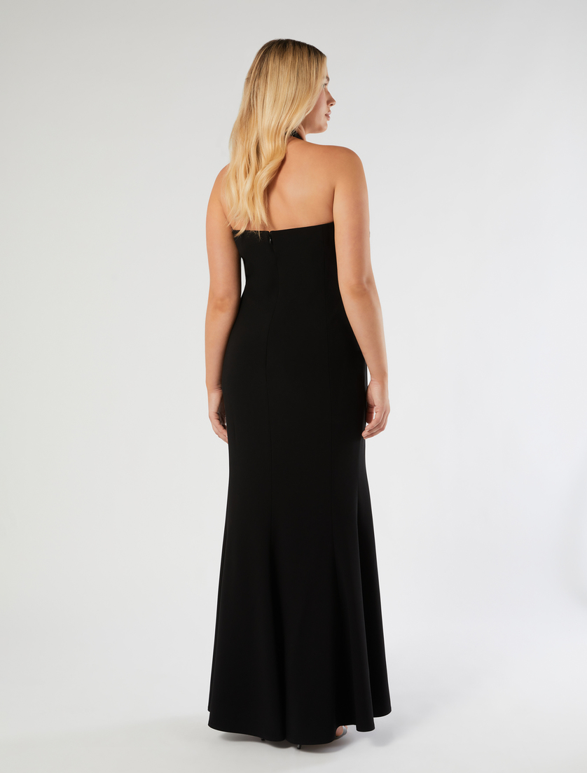 Embroidered cady dress and cape - BLACK - Marina Rinaldi - 4