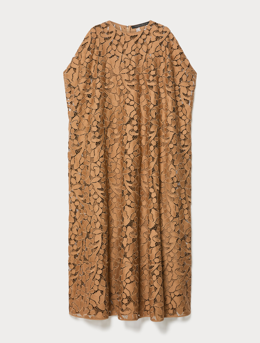 Abito lungo in pizzo macramè - CAMMELLO - Marina Rinaldi