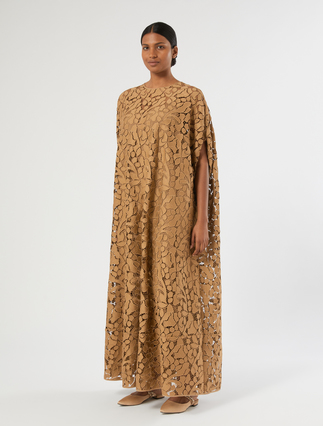 Macramé lace long dress - CAMEL - Marina Rinaldi - 3