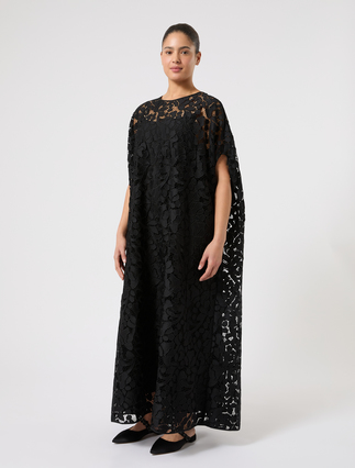 Macramé lace long dress - BLACK - Marina Rinaldi - 3