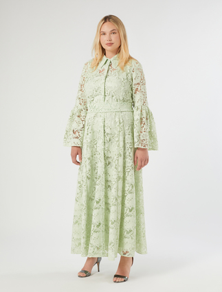 Lace shirt dress - PASTEL GREEN - Marina Rinaldi - 3
