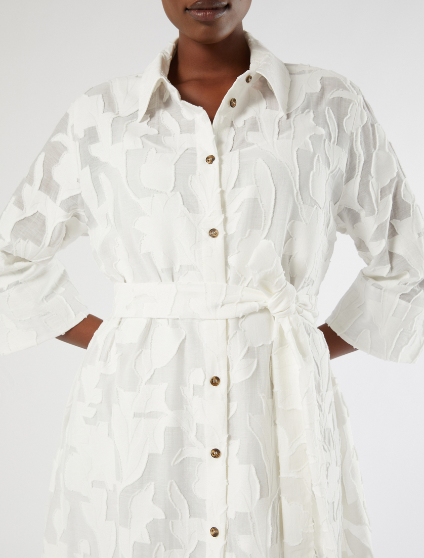 Fil coupé shirt dress - WHITE - Marina Rinaldi - 5