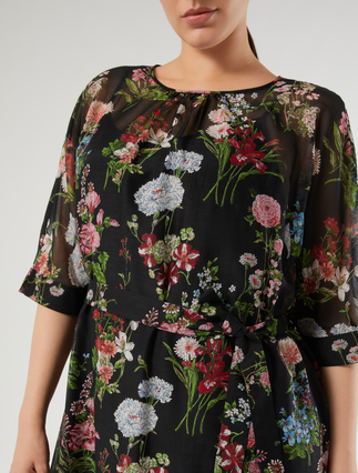 Silk voile dress - BLACK - Marina Rinaldi - 5