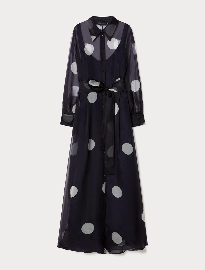 Abito chemisier in organza di seta - BLU MARINO - Marina Rinaldi