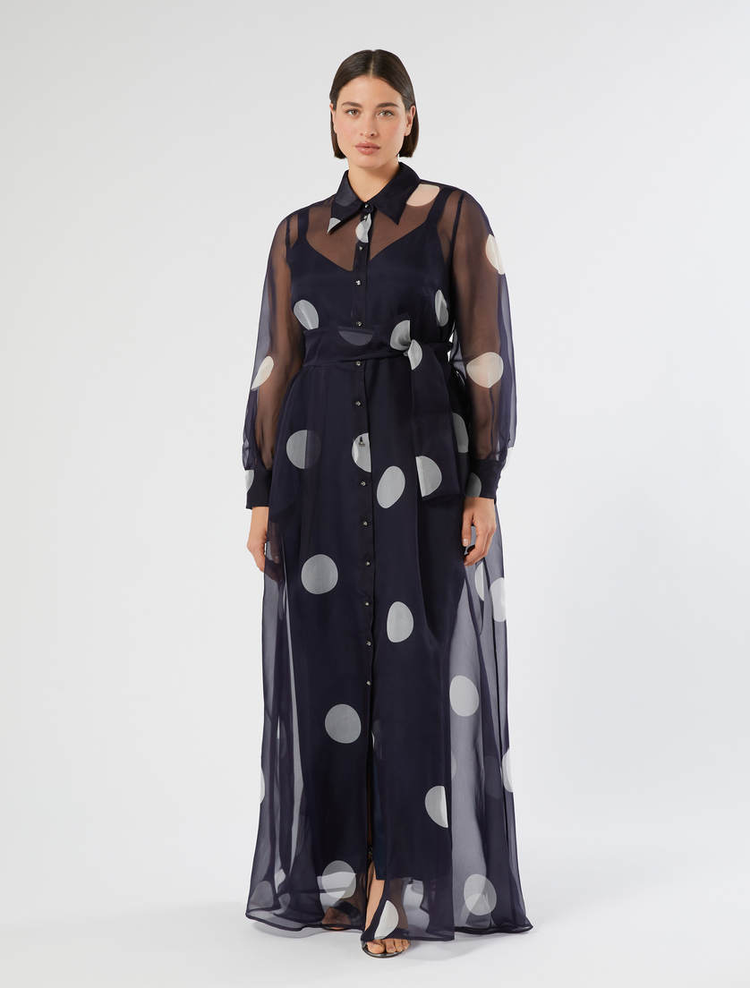 Abito chemisier in organza di seta - BLU MARINO - Marina Rinaldi - 3