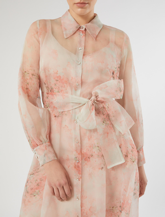 Silk organza shirt dress - PINK - Marina Rinaldi - 5