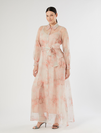 Silk organza shirt dress - PINK