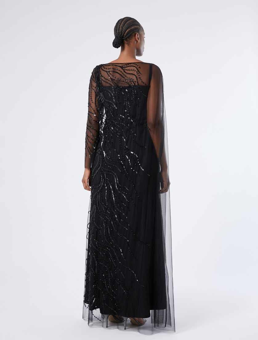 Tulle dress with embroidery - BLACK - Marina Rinaldi - 4