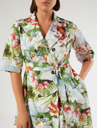 Double-breasted poplin dress - WHITE - Marina Rinaldi - 5