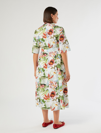 Double-breasted poplin dress - WHITE - Marina Rinaldi - 4