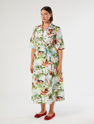 Double-breasted poplin dress - WHITE - Marina Rinaldi - 3