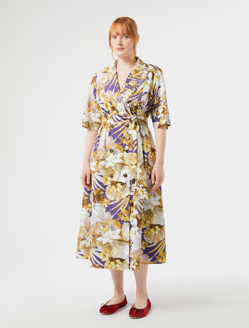 Robe à double boutonnage en popeline - VIOLET - Marina Rinaldi - 3