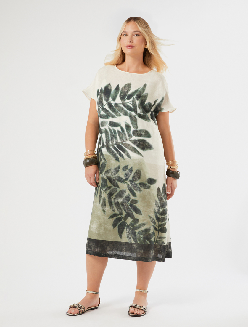 Linen canvas dress - OLIVE GREEN - Marina Rinaldi - 2