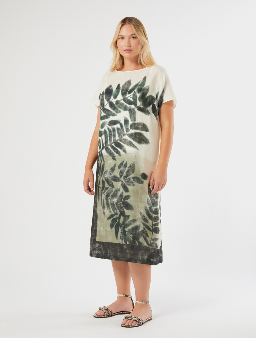 Linen canvas dress - OLIVE GREEN - Marina Rinaldi - 3