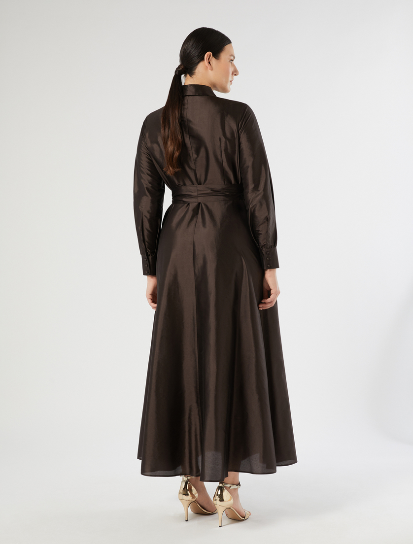 Silk organza shirt dress - DARK BROWN - Marina Rinaldi - 4