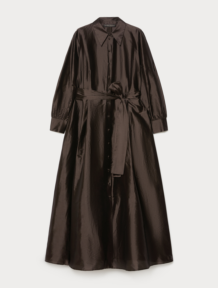Silk organza shirt dress - DARK BROWN - Marina Rinaldi
