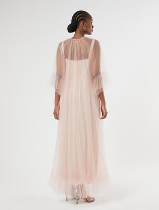 Floral-detail tulle dress - PINK - Marina Rinaldi - 4